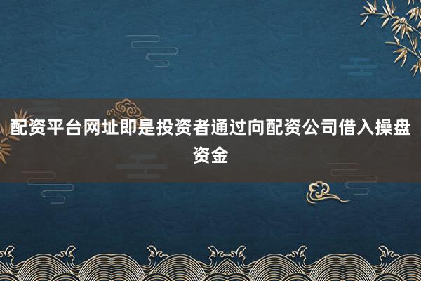 配资平台网址即是投资者通过向配资公司借入操盘资金