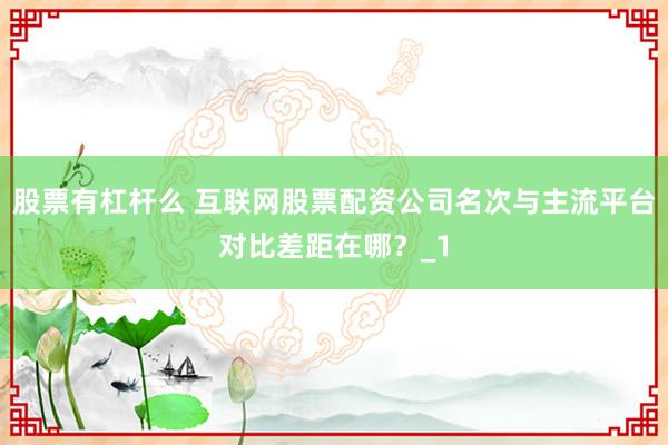股票有杠杆么 互联网股票配资公司名次与主流平台对比差距在哪？_1
