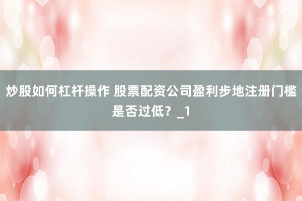 炒股如何杠杆操作 股票配资公司盈利步地注册门槛是否过低？_1