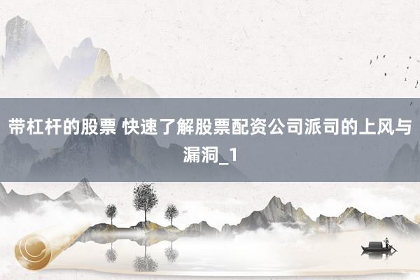带杠杆的股票 快速了解股票配资公司派司的上风与漏洞_1