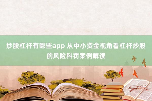 炒股杠杆有哪些app 从中小资金视角看杠杆炒股的风险科罚案例解读